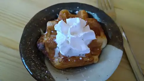 Waffle with whipped cream